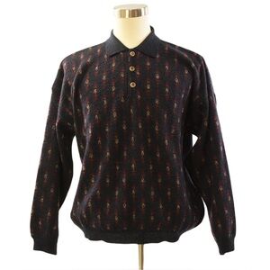 Vintage Grafico Italia Grandpa Sweater Collared Long Sleeve Size XL Quiet Luxury